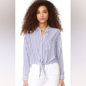 Rails Val Blue White Stripe tie front button up shirt size medium